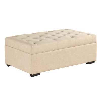 Darwin Convertible Linen Tufted Ottoman with Folding Bed