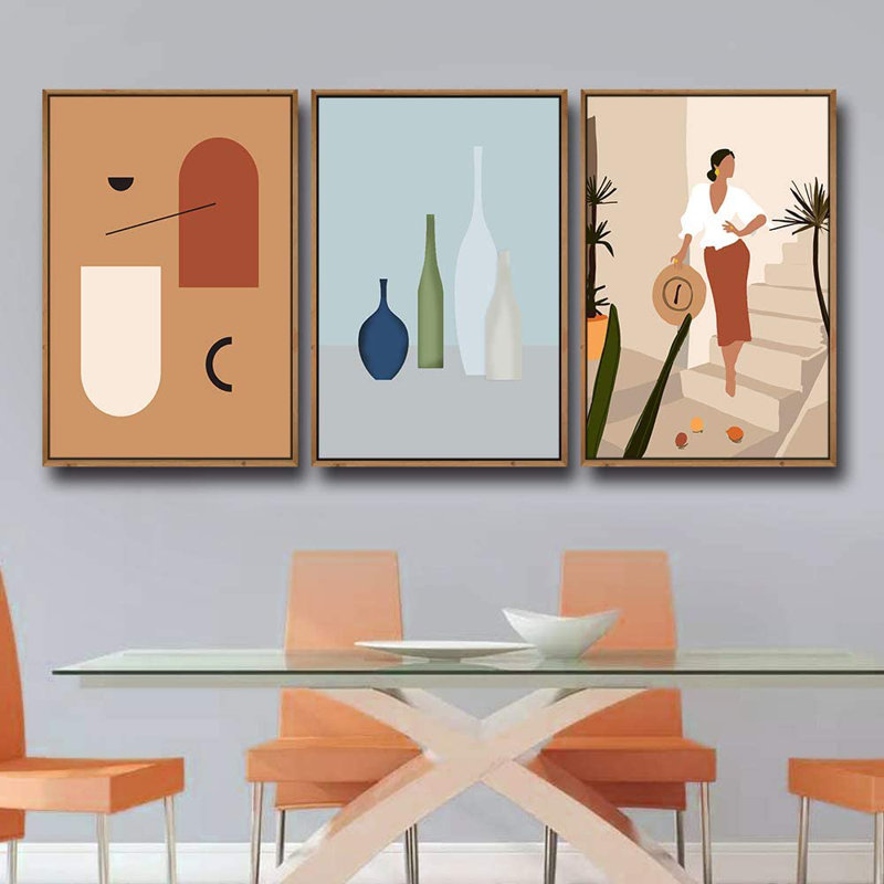 3 pièces, cadre flottant, impression sur toile, H 36 po x l 72 po x P 1,5 po, Naturel