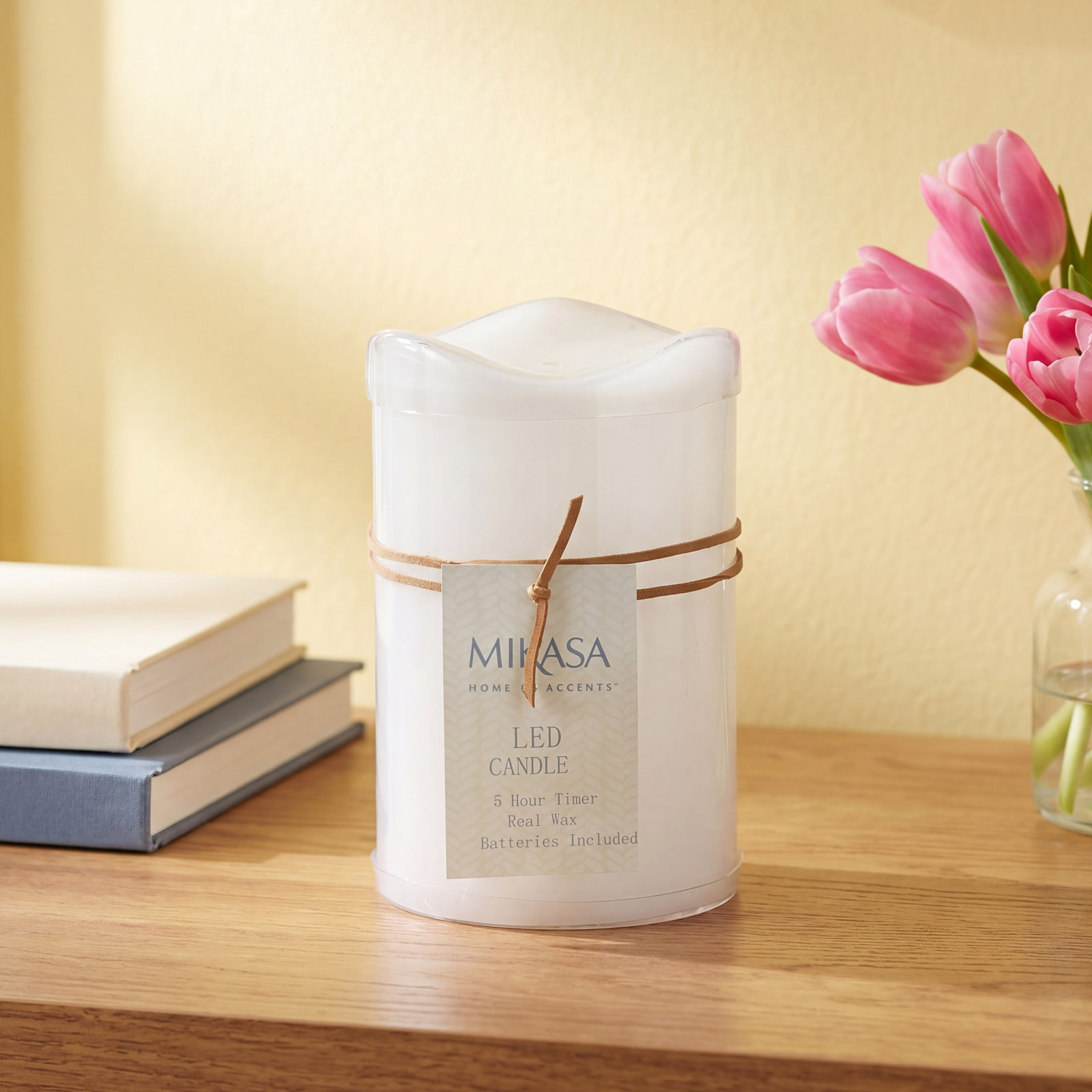 Wavy Top LED Flameless Pillar Candle, 6"L x 3"W