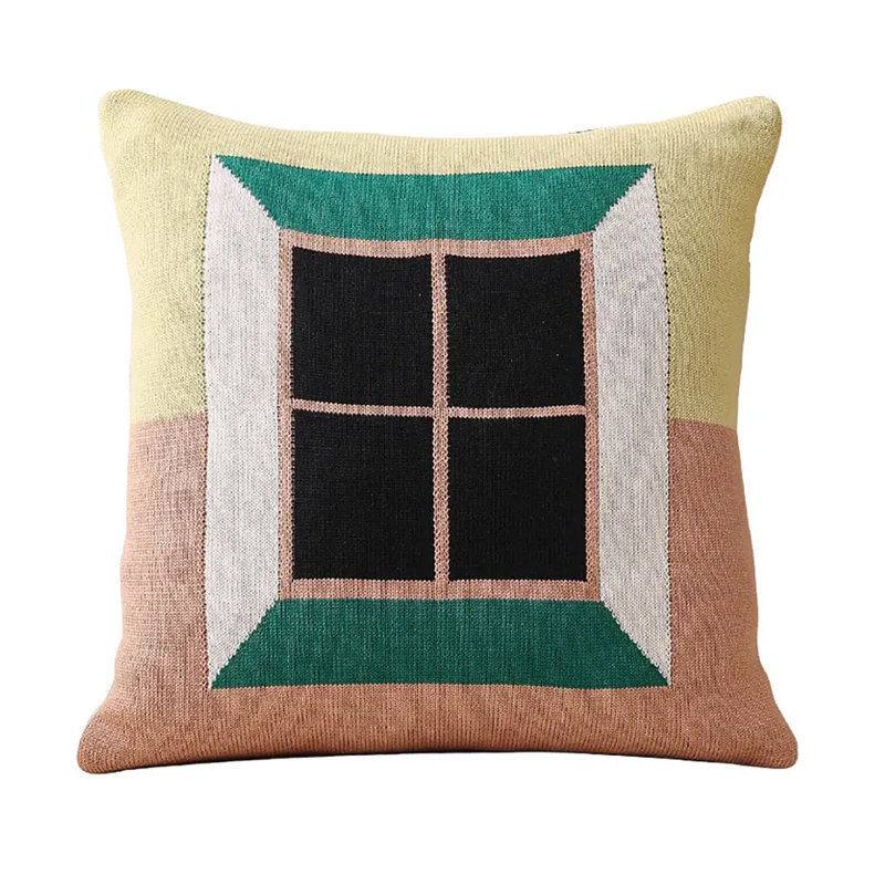 Geometric Cotton Blend Outdoor Throw Pillow