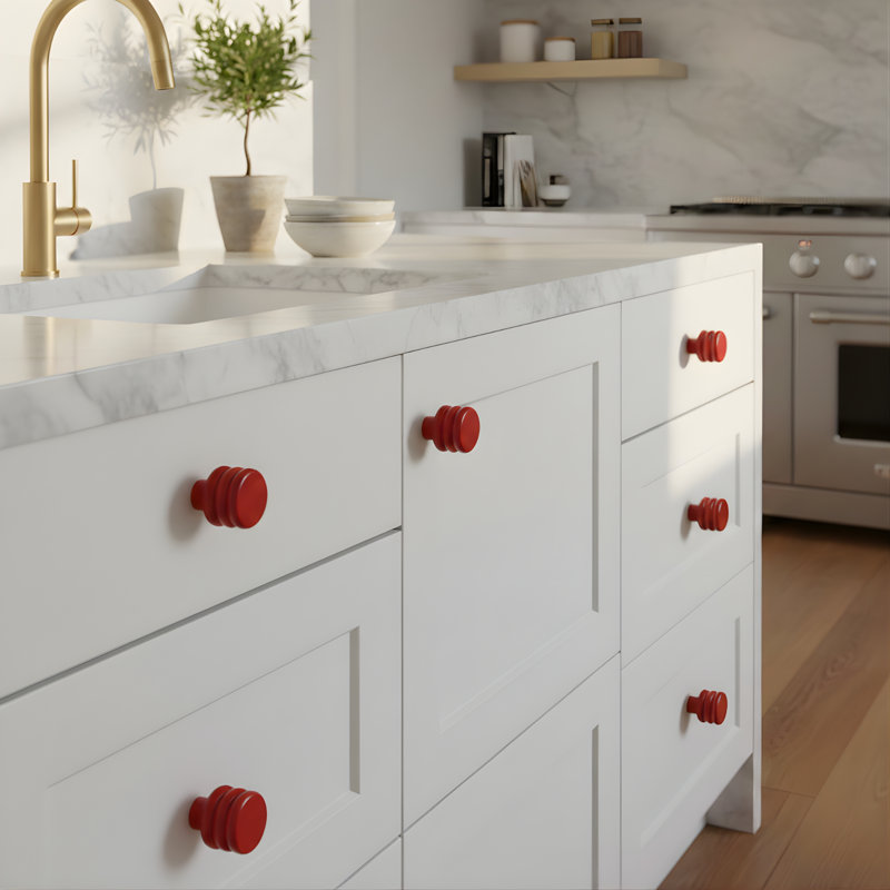 ROUS Hardware Mid-Century Modern Honey Comb Knob, Rose (Red)