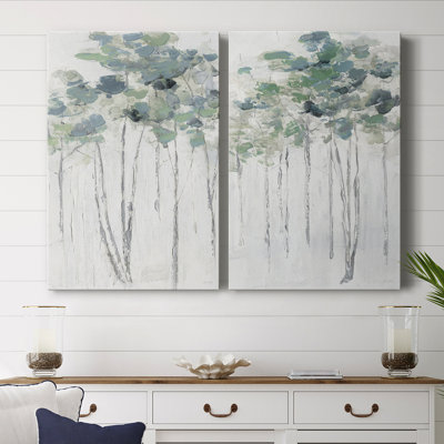 Impasto Tree Line I - Toile tendue avec châssis de qualité supérieure - Prêt à être accroché