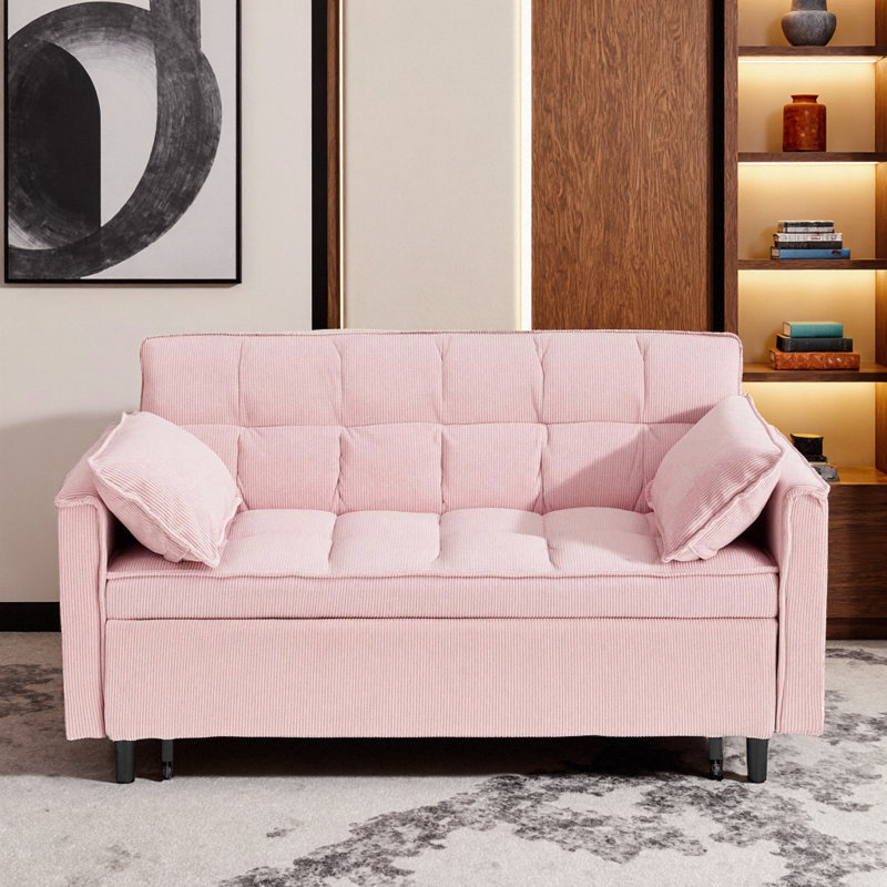 Canapé-lit modulaire 54,3 po Corduroy, Rose