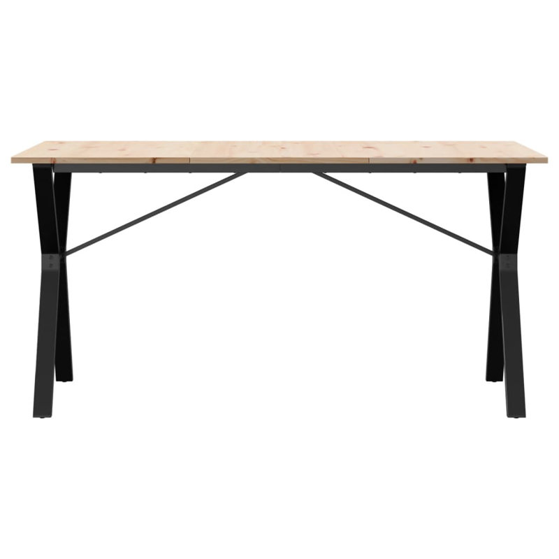 vidaXL Dining Table Y-Frame Solid Wood Pine and Steel, 75cm H x 140cm L x 80cm W