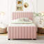 Lit plateforme tapissier en velours avec lit gigogne-530484481-530484495
