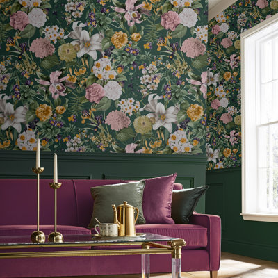 Papier peint Glassa Flora Emerald