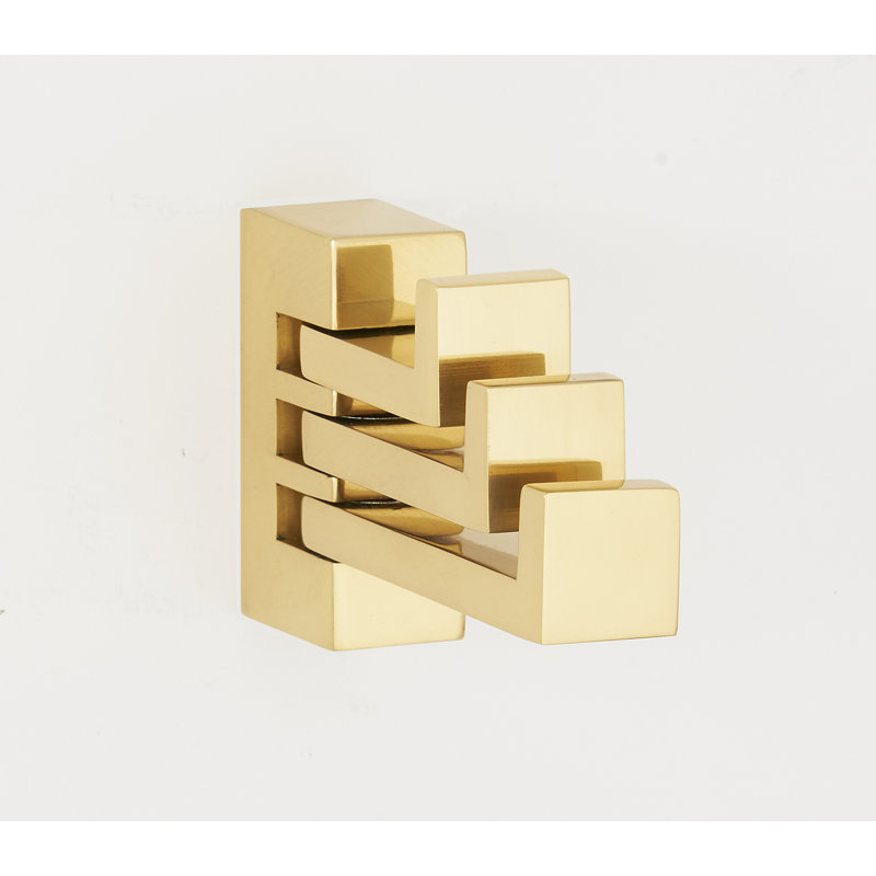 Linear Triple Robe Hook, Polished Brass