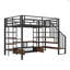 Lit mezzanine spacieux en métal pleine grandeur avec bureau intégré et étagères-224410192