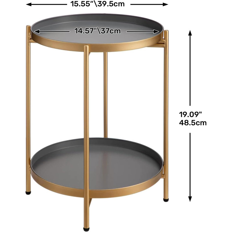 End Table, Grey, Gold
