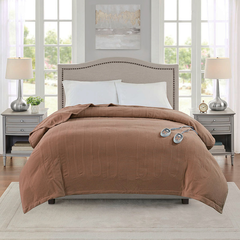 Couverture chauffante, L 83,99 po x l 61,99 po, Brun