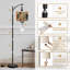  Lampe sur pied arc à rayures colorées à rayures abstraites orange bleu et beige, grande lampe sur pied moderne à DEL, abat-jour réglable en lin, 3 températures de couleur