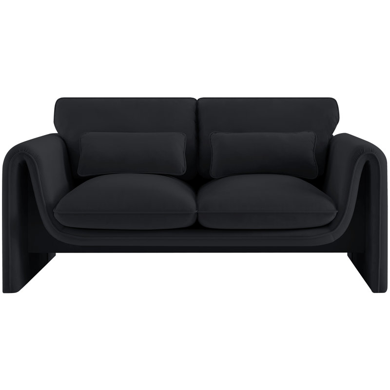 Kirstee 64" Velvet Loveseat, Black Velvet