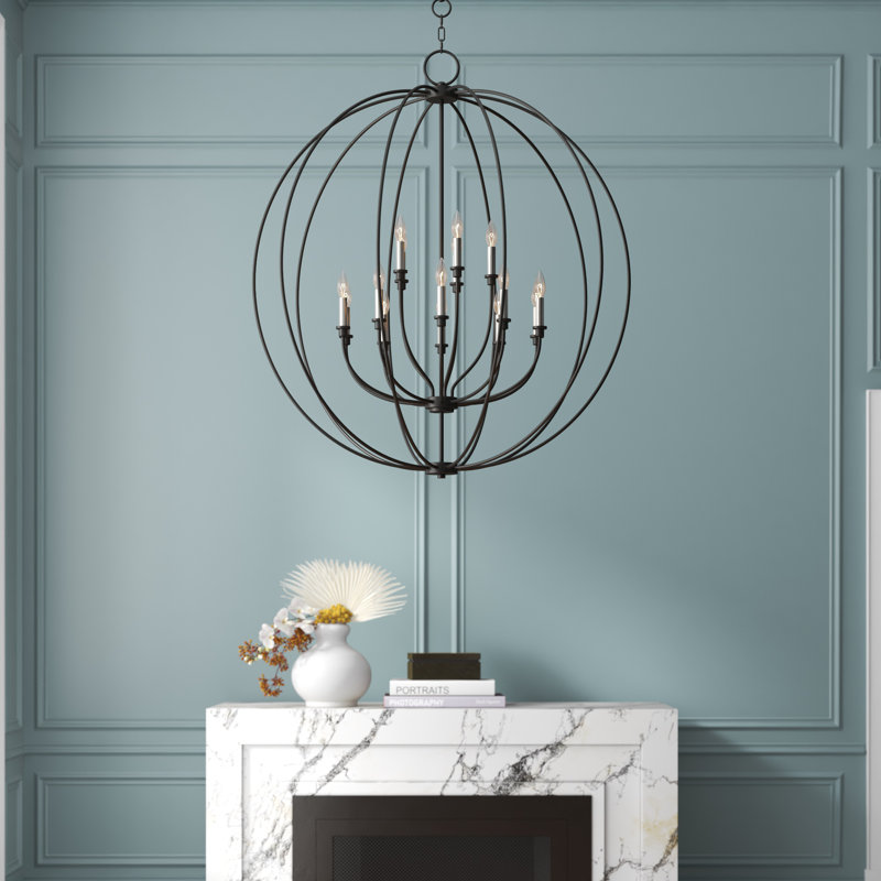 Lustre 15 lumières façon bougie Remer, Noir / Nickel brossé