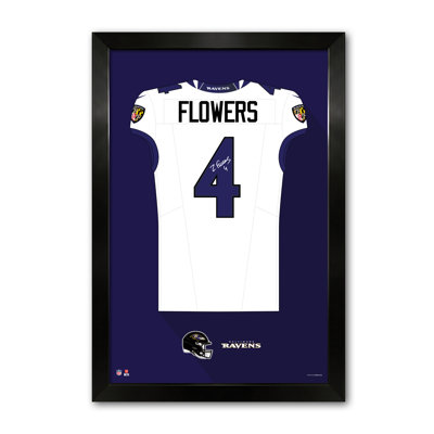 NFL-PA BALTIMORE RAVENS ZAY FLOWERS 4 WHITE 27"X39" FRAMED JERSEY PRINT
