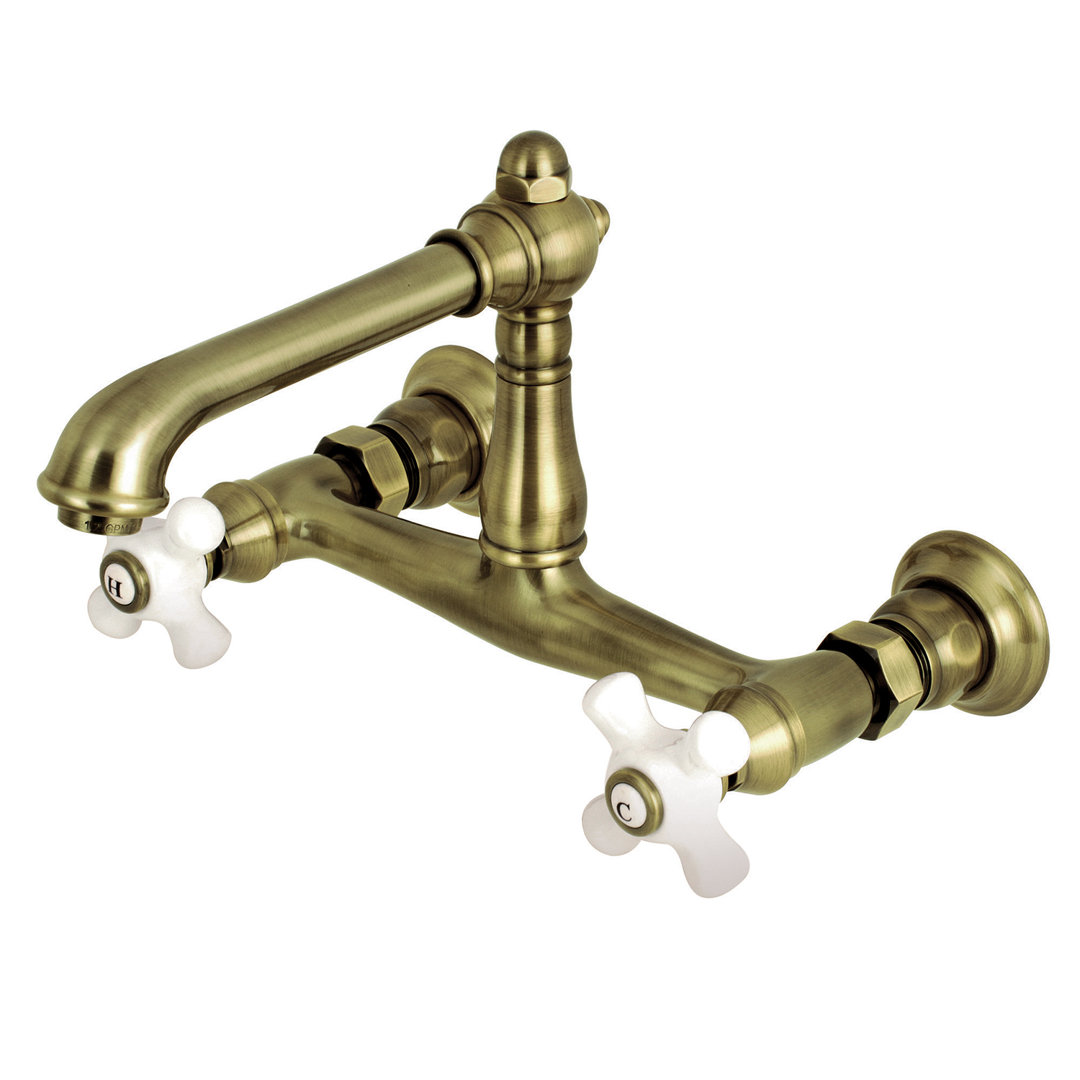 Kingston Brass English Country Two-Handle 2-Hole Wall Mount Bathroom Faucet Kingston Brass 