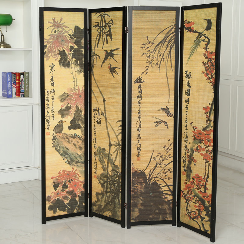 172.1Cm W x 175.3Cm H 4 - Panel Solid Wood Room Divider