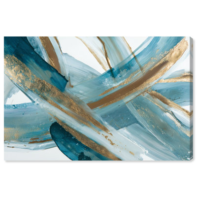 "Gold Accents IV", reproduction d'art sur toile bleue et dorée par Art Remedy, galerie tendue, 36 x 24