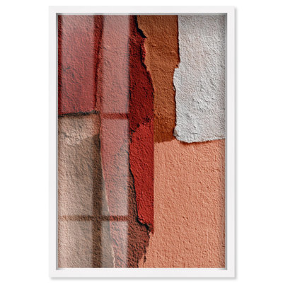 Art mural abstrait abstrait en plâtre brut par Art Remedy, cadre blanc, 31 x 46