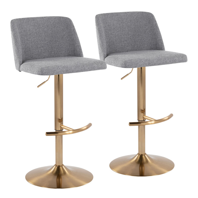 Swivel Upholstered Adjustable Height Counter Stool with Metal Frame, Gray