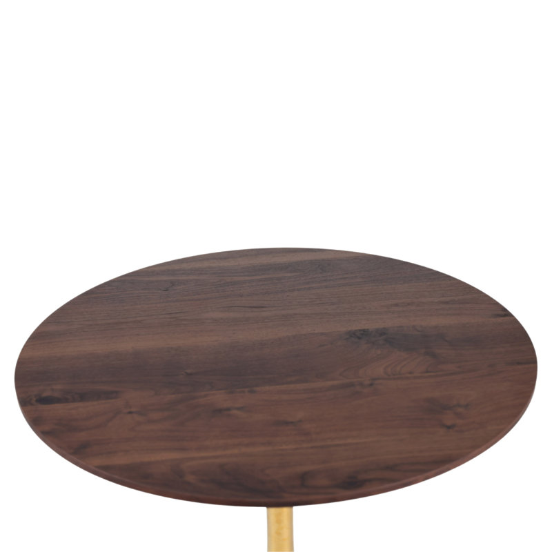 Table de salle à manger 31,5 "en noyer 31,5" avec pieds dorés et table de tulipe de style Mid-Century pour 2 à 4 personnes avec plateau en MDF rond, table de salle à manger sur pied, table basse de loisirs