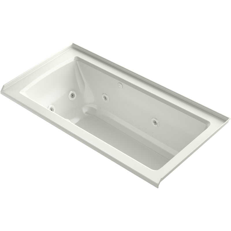 Archer 60-in X 30-in Integral Flange Whirlpool Heated Bubblemassage Air Bath with Right-hand Drain, Dune, Right