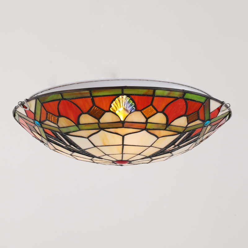 Plafonnier encastré en verre Tiffany 3 lumières 16 po Stanek