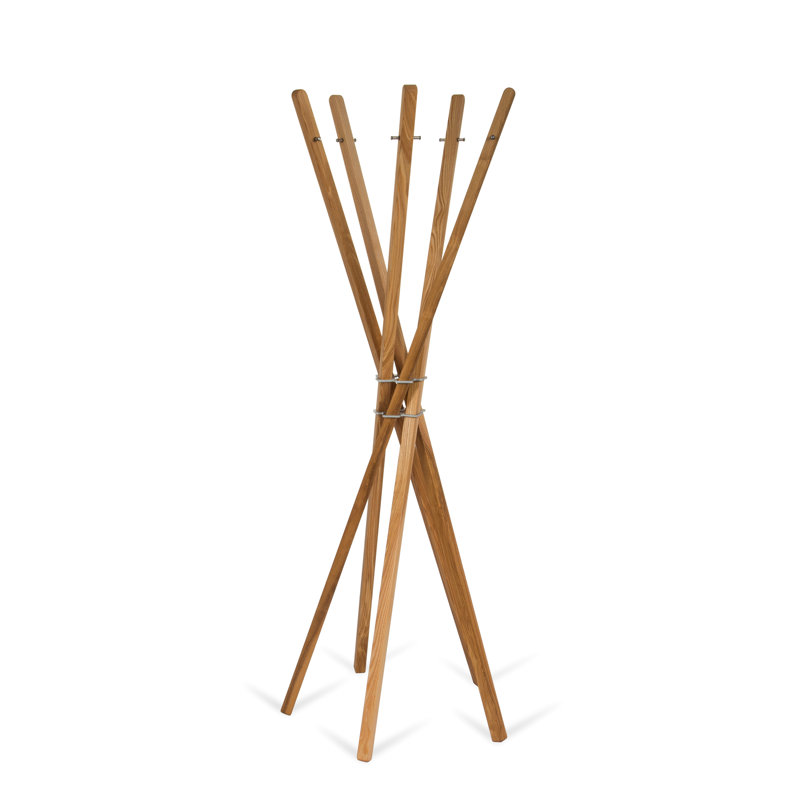 Straka Solid Wood Freestanding 10 - Hook Coat Rack, Oak
