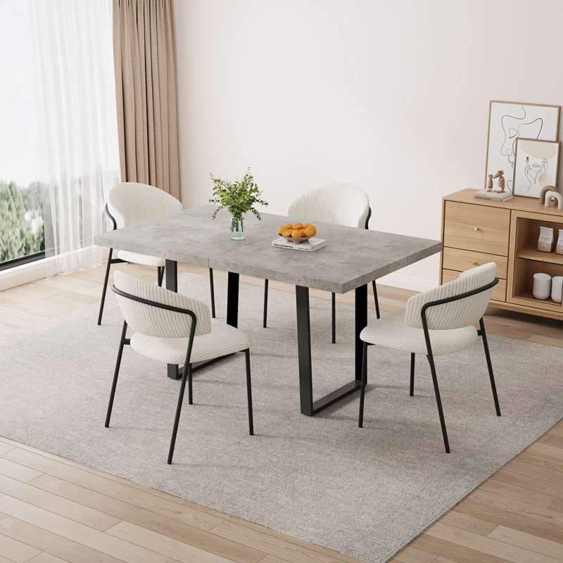 Modern Kitchen Dining Set, Extendable Dining Kitchen Table with Upholstered Dining Chairs(Table, 4Chairs)