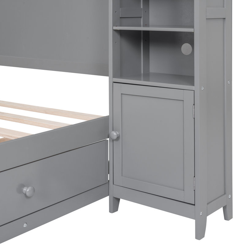 Ethil 4 Drawers Bookcase Platform Bed, Gray, Full