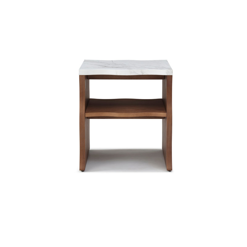 End Table, Bedroom Nightstand With Storage Shelf, Accent Side Table For Living Room, Walnut Brown