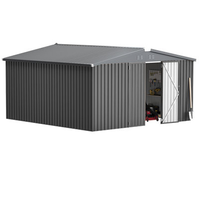12' X 12' Large Metal Sheds & Outdoor Storage Clearance Steel Yard Shed With Lockable Doors