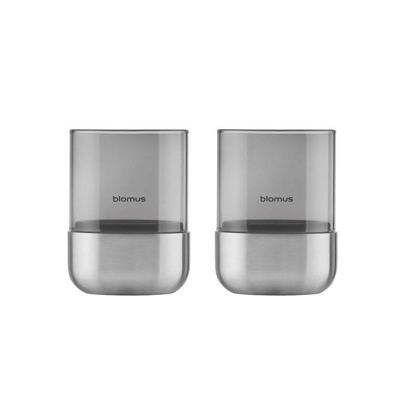 2 Piece Glass Set, Silver, 9.7 cm H x 7 cm W x 7 cm D