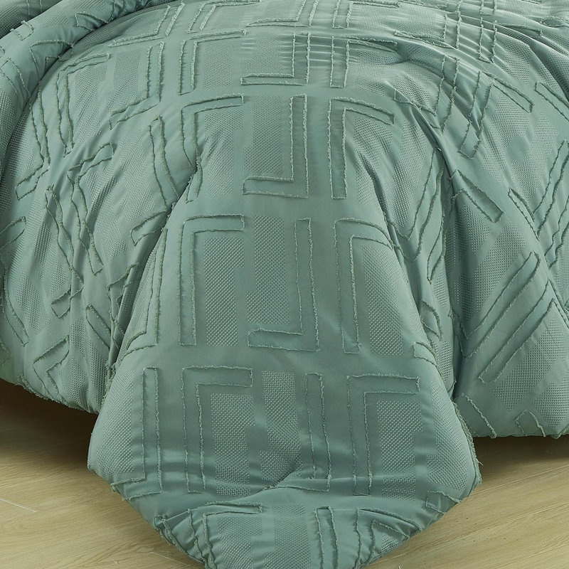 Debroah Green Clip Jacquard Geometric Full Comforter Set