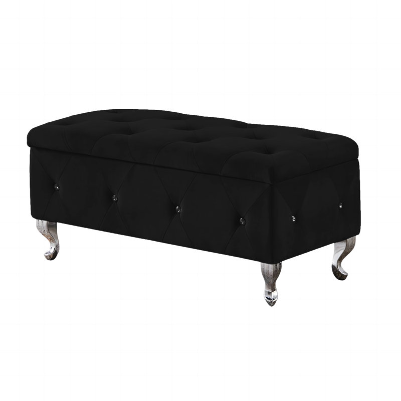 Storage Ottoman Bench, Black