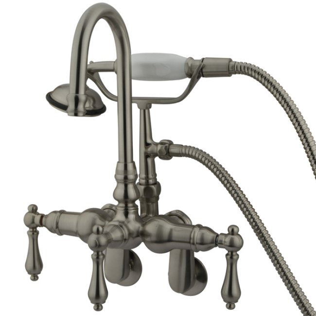 Hot Springs Triple Handle Wall Mounted Clawfoot Tub Faucet with Handshower, Chrome