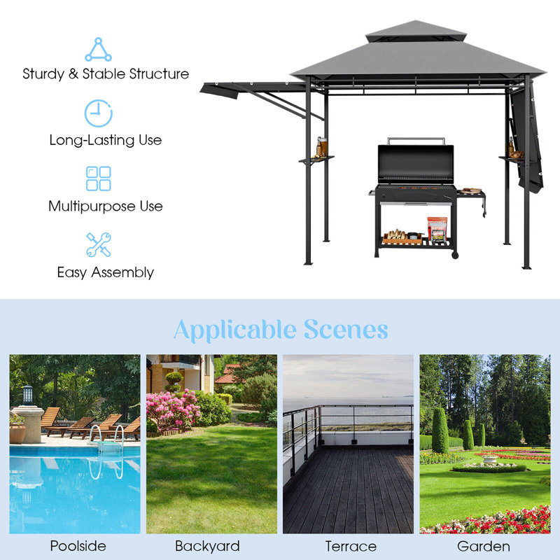 13.5 Ft. W x 4 Ft. D Steel Grill, Gray