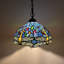 Luminaire suspendu en forme de libellule en verre coloré Tiffany DEL inclus l 12 po x P 12 po x H 60 po-1352655266