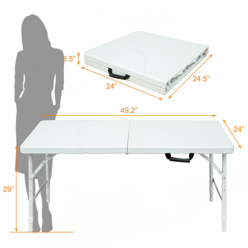 Table pliante portative 4 pi 4 po poids pliable intérieur et extérieur 135 kg, Blanc