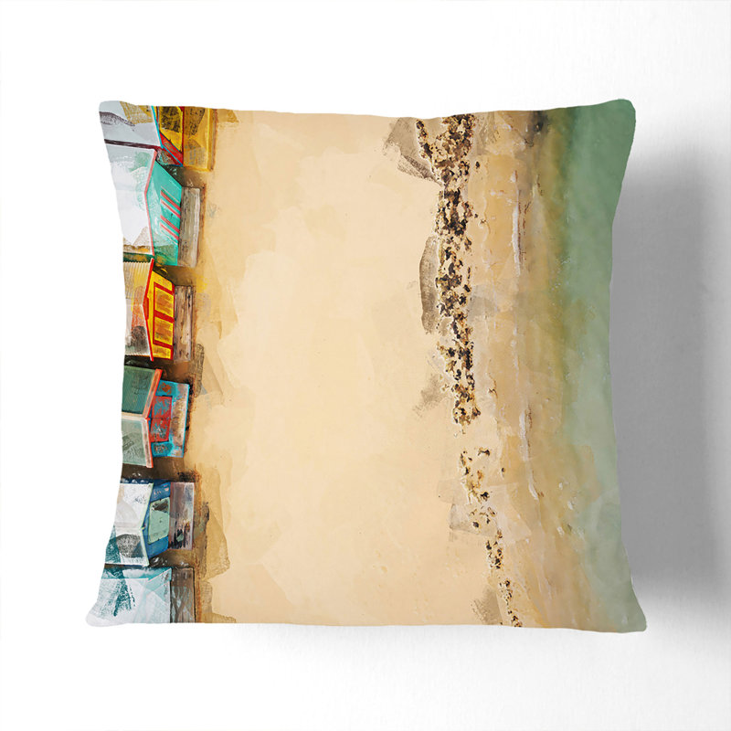 Beach Huts On Brighton Beach In Abstract Square Throw Cushion, 40 x 40 cm