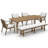 6-Pieces Never-Rust Outdoor Dining Set, Aluminum 8-Person Dining Table with 4 Chairs and 3-Person Backless Bench, Outdoor Patio Dining Furniture Set with Cushion for Lawn, Deck, Garden,Brown