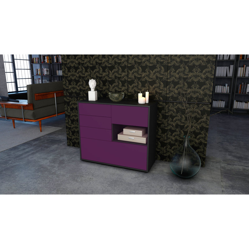 Pulaski 92cm Sideboard, Anthracite/Purple