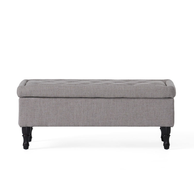 Higginbotham 40.94'' Wide Tufted Rectangle Storage Ottoman, Mixed Gray Linen