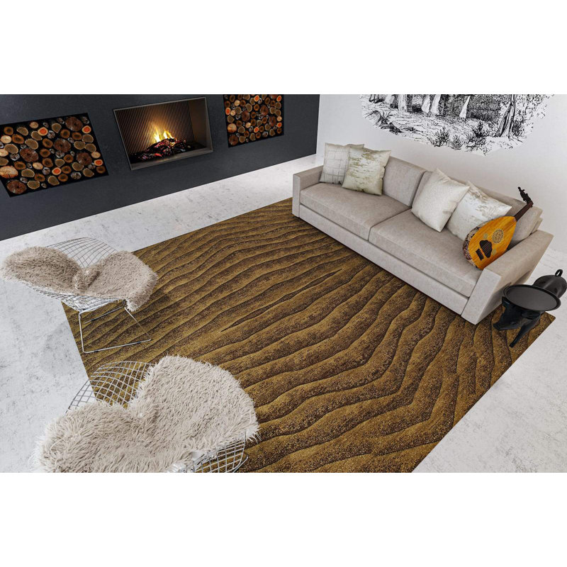 Dunes Wool Abstract Area Rug in Beige/Brown, Rectangle 12' x 16'