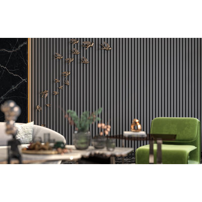 L 94 po x l 12,5 po - panneau mural à lattes en bois insonorisées et insonorisées 3D - Panneau décoratif en MDF Shiplap