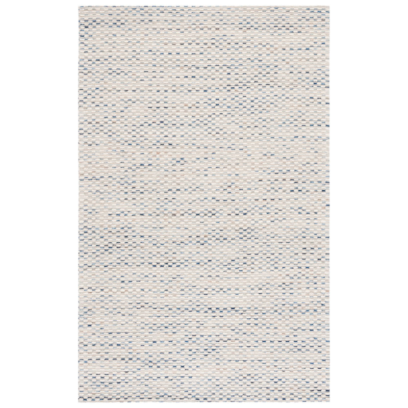Tapis bleu marine / blanc en laine / coton tissé à la main Laureldale, Rectangle 3 pi x 5 pi