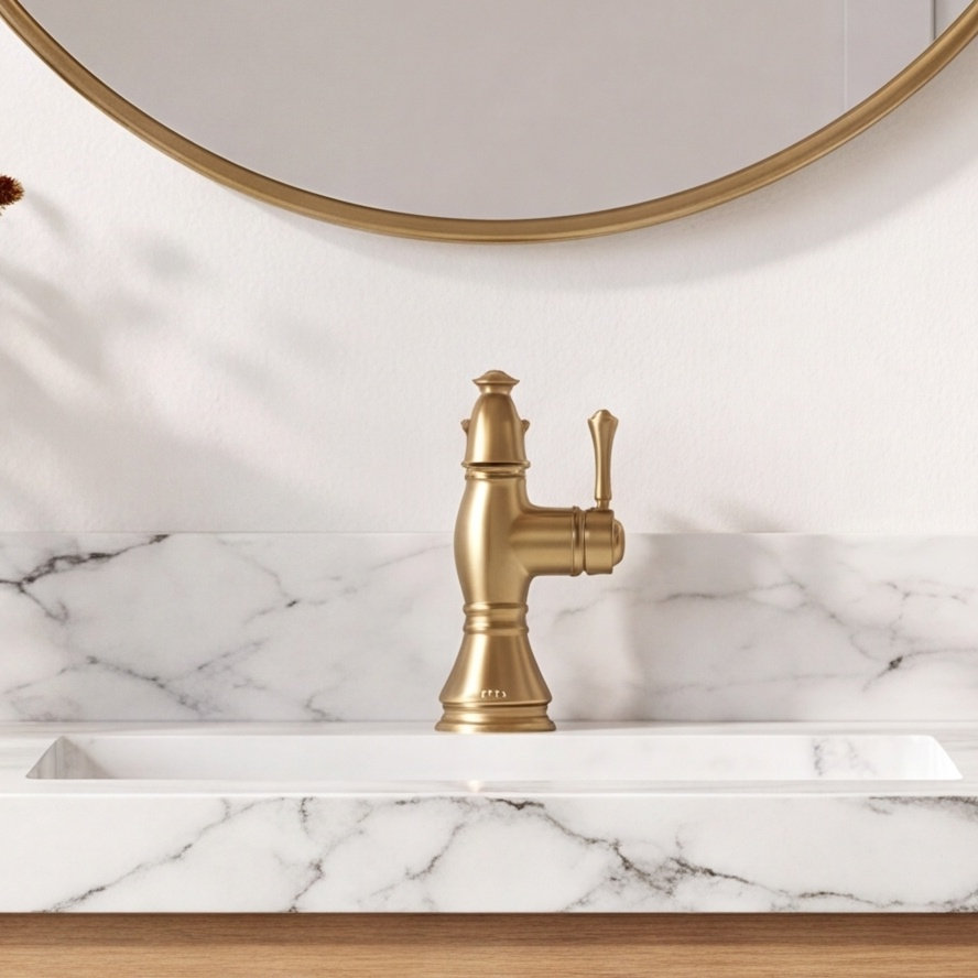 Cassidy™ Single-Hole Bathroom Faucet with Drain, Brilliance Champagne Bronze