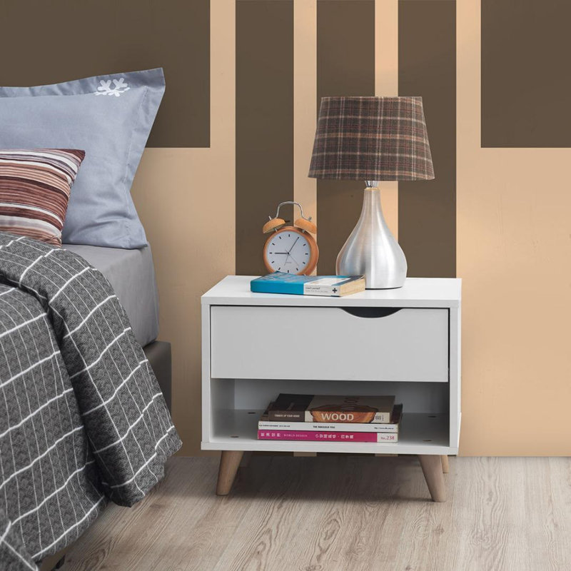 Reagan 50cm W Particle Board / Chipboard Bedside Table
