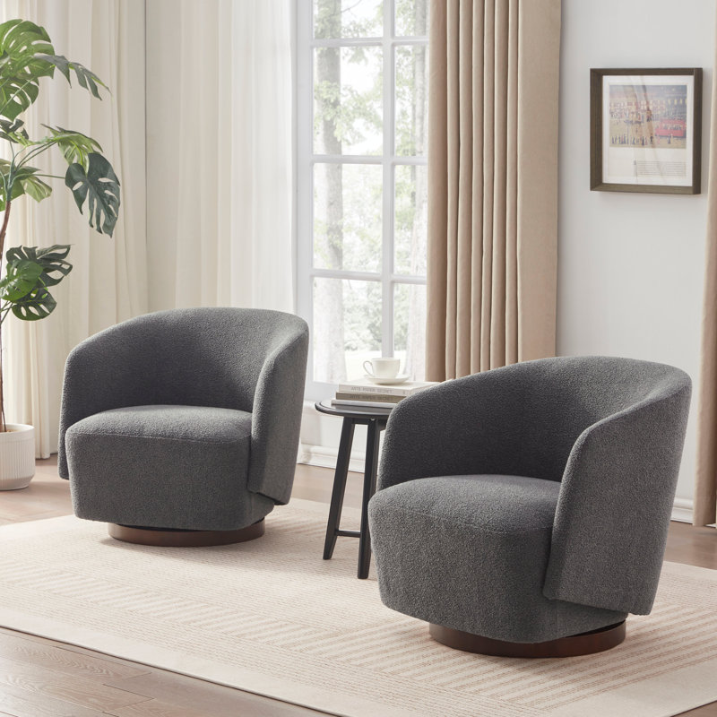 Caysey Boucle Swivel Accent Chair, Gray