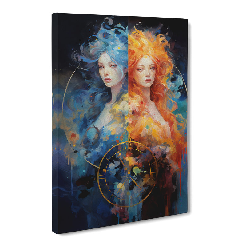 Gemini Zodiac Impressionism No.2 - Print, 50cm H x 35cm W x 3cm D