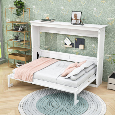Lit escamotable en bois avec lattes